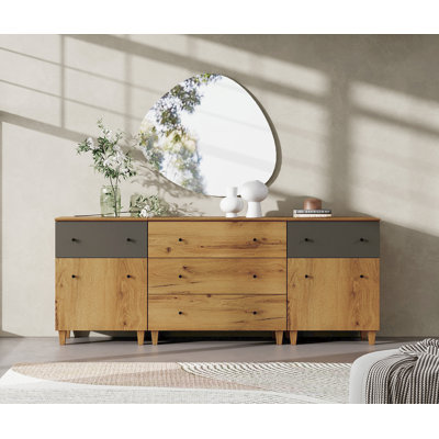 Commodes 3 en 1 Lysiane avec 5 tiroirs et 2 tablettes pour la chambre à coucher