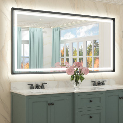 Dineen Front and Backlit LED Tempered Glass Vanity Mirror