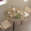 Table de salle à manger ronde, plateau en bois aggloméré brun compact de 35,43 pouces avec pieds en métal noir, 4 places, style industriel