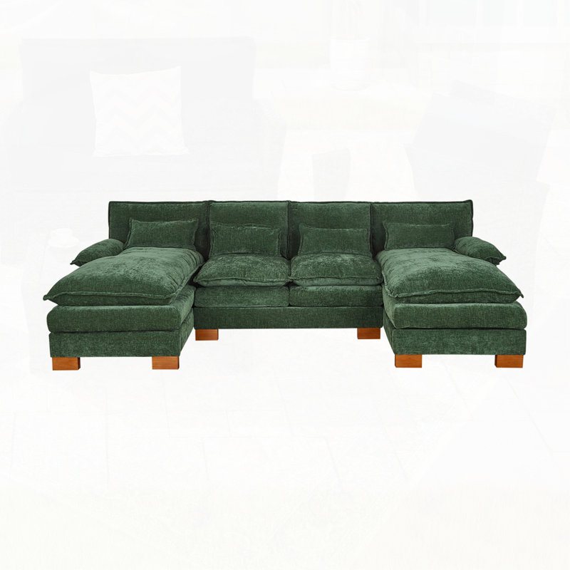 Canapé en chenille avec canapé double, Vert