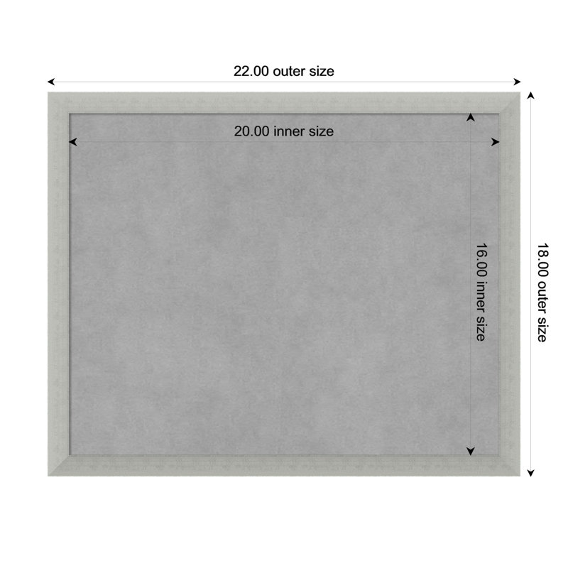 Tableau magnétique encadré feuille d'argent, H 18 po x l 22 po