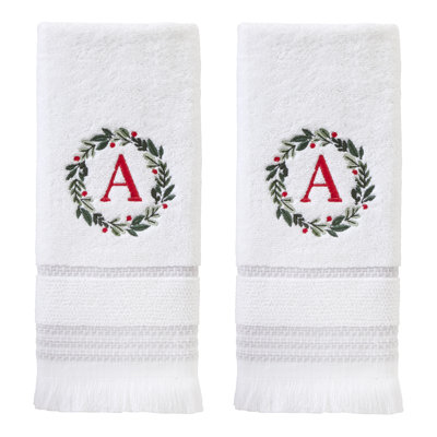 WREATH MONOGRAM A EMB HAND-WHT