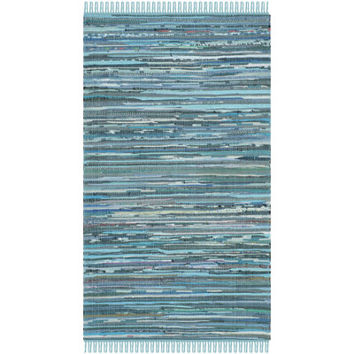 Tapis rayé en coton tissé à la main Bussard Rag