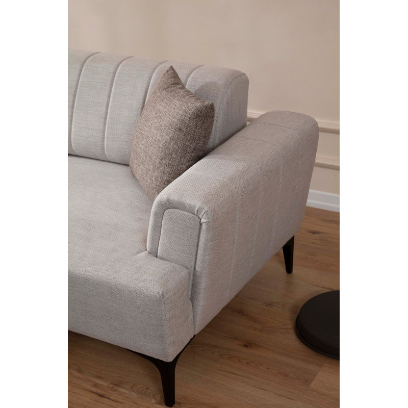 Élégant canapé-lit d'angle, écru, 55,1 po x 106,3 po x 30,3 po | Structure en bois de hêtre durable et en carton, tissu 100% polyester | Mécanisme de dossier pivotant, facile à nettoyer | Parfait pour le salon et les chambres d'amis
