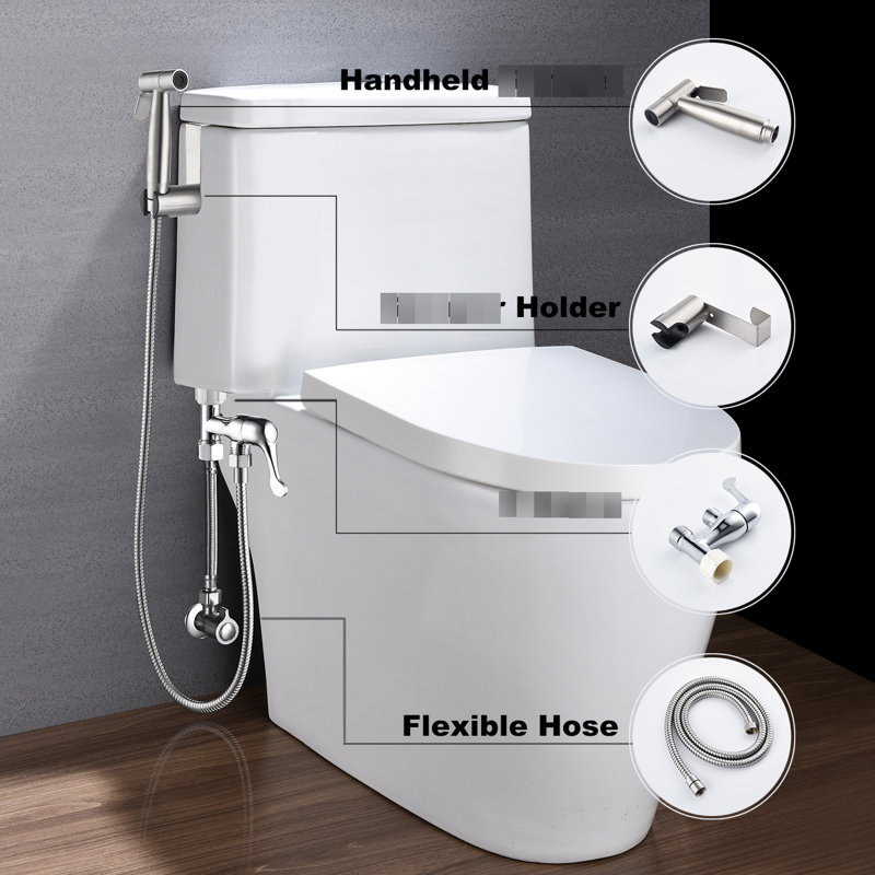 Bidet For Toilet, Handheld - Hygienic Butt Purifying Quality Alter Spray Force Swiftly Rust And Corrosion Silver Metal Star Toilet Cleaning Feature Adjust Promptly Rust Corrosion Aspect Belt