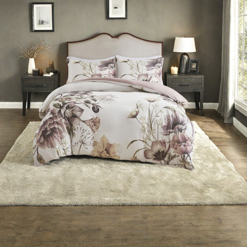 Ensembles de literie en coton élégants, motif floral, décor de chambre à coucher romantique