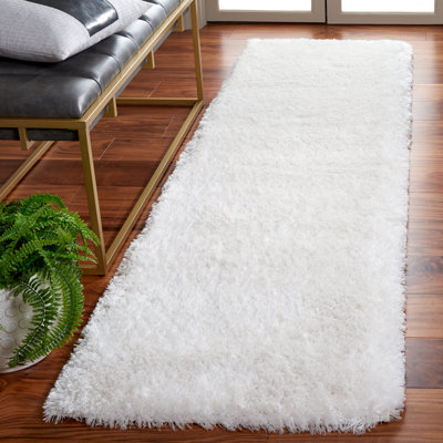 Tapis blanc en polyester tissé à la machine Dawid