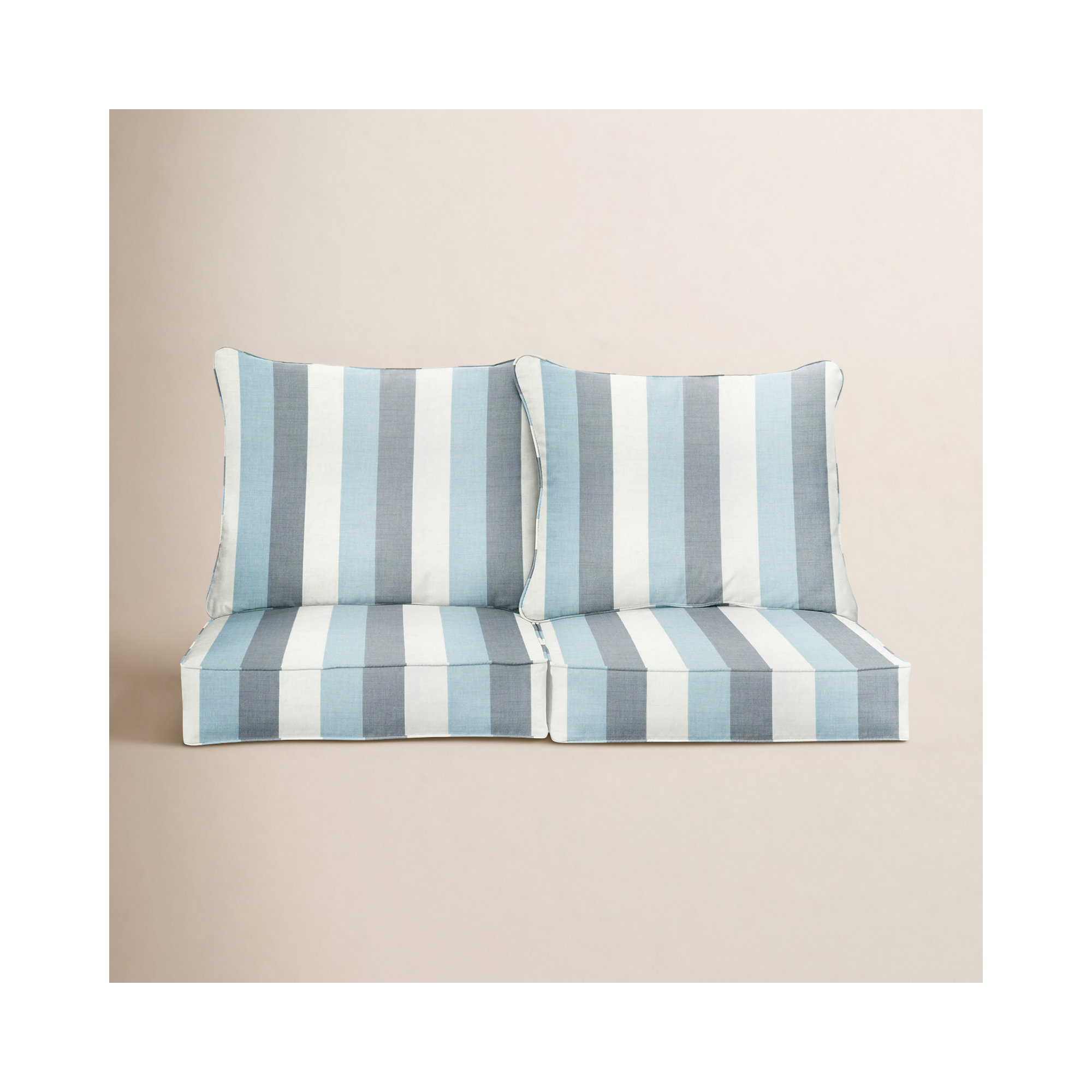 Striped Outdoor Loveseat, 27" W x 27" D, Blue Stripe Sunbrella®