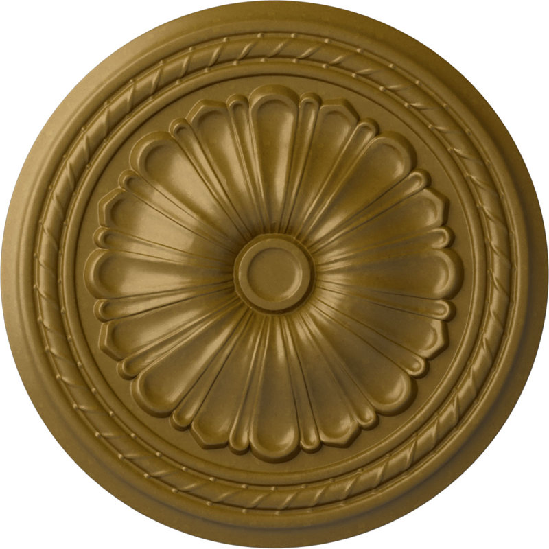 Endurathane Raymond Ceiling Medallion, 18 1/8"OD 3 5/8"ID x 1 1/8"P (Fits Canopies up to 5 1/8"), Hand-Painted Silver Finish