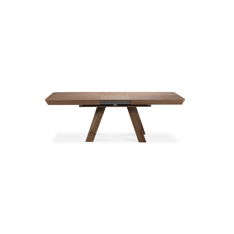 Akaja Extendable Oak Solid Wood Top Dining Table, Dark Oak Veneer/Dark Brown Oak, Dark Brown Oak