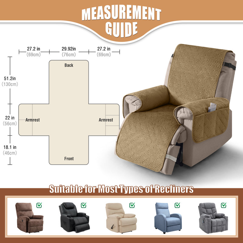 Housse pour canapé inclinable avec velours Wildee Adamstown, Grand l 30 po, Velours kaki