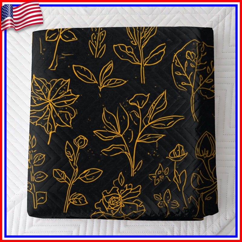 Couvre-lit matelassé Gold Botanical Sketches, Lit simple