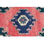 Tapis en laine tissé à la main dans des tons vifs de rouge et de bleu avec un motif géométrique complexe pour un look de tapis de coureur turc rétro