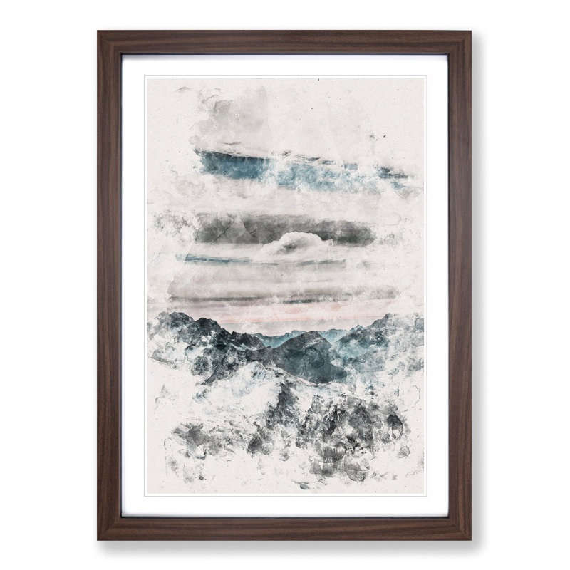 Mountain Clouds - Picture Frame Painting Print, Walnut Framed, 33cm H x 24cm W x 2cm D