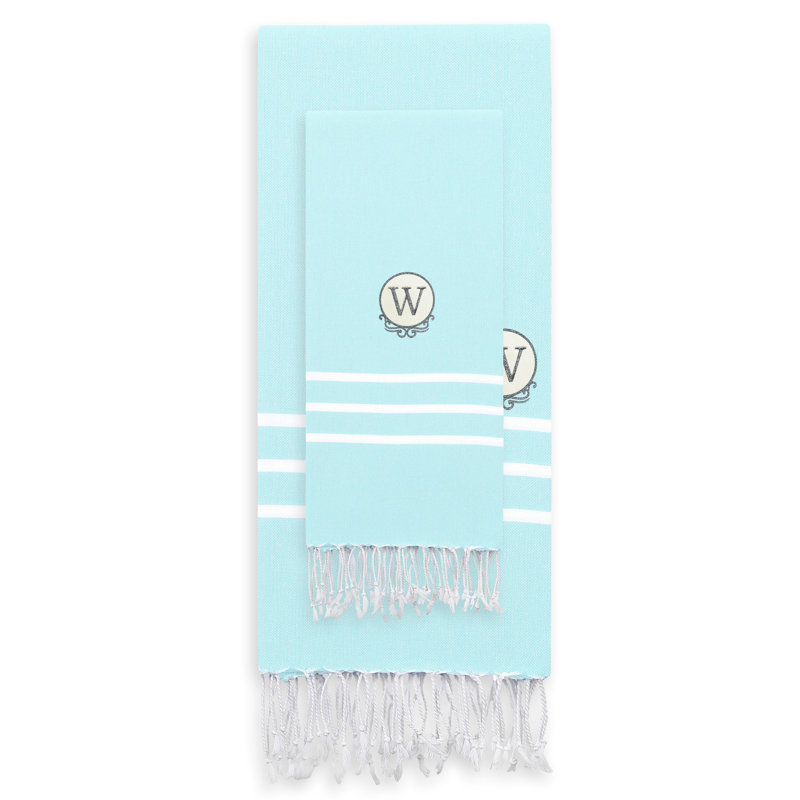 Ensemble de 2 serviettes de plage Alara Pestemal, Aqua pâle, W