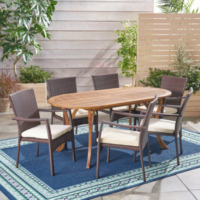 Amini Outdoor 7 Piece Dining Set with Cushions