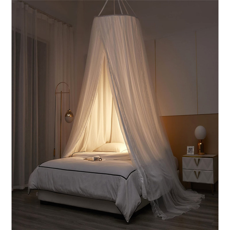White Double Layer Princess Dome Bed Canopy