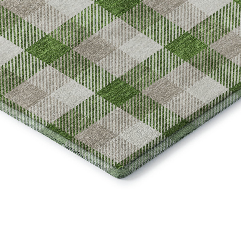 Premium Machine Washable Kian AMF1053 Plaid Rug, Rectangle 3' x 5'