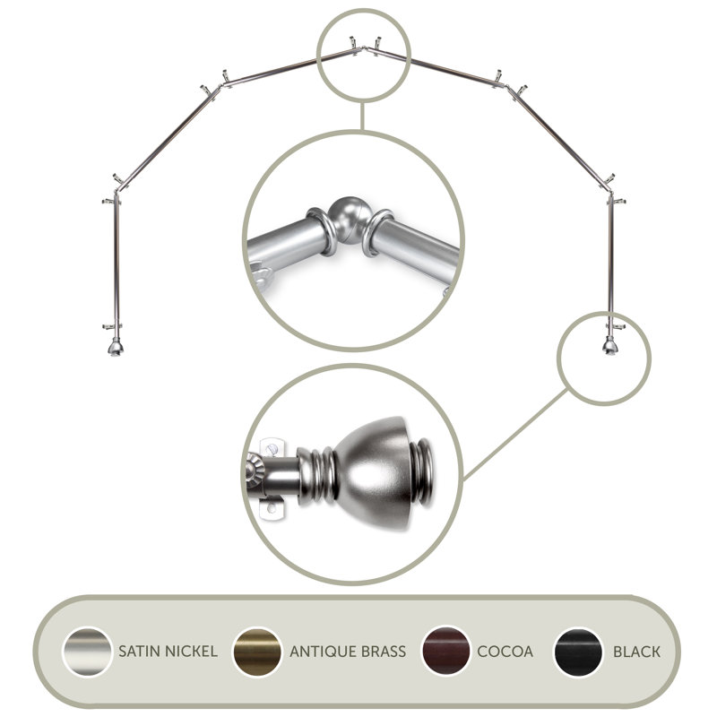 Ensemble de tringle à rideaux simple et quincaillerie pour fenêtre à 6 côtés Haubstadt, 18 à 28 po (de chaque côté)