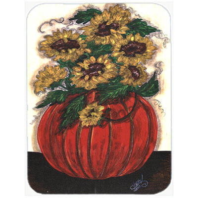 Pumpkin Full of Flowers Glass Cutting Board