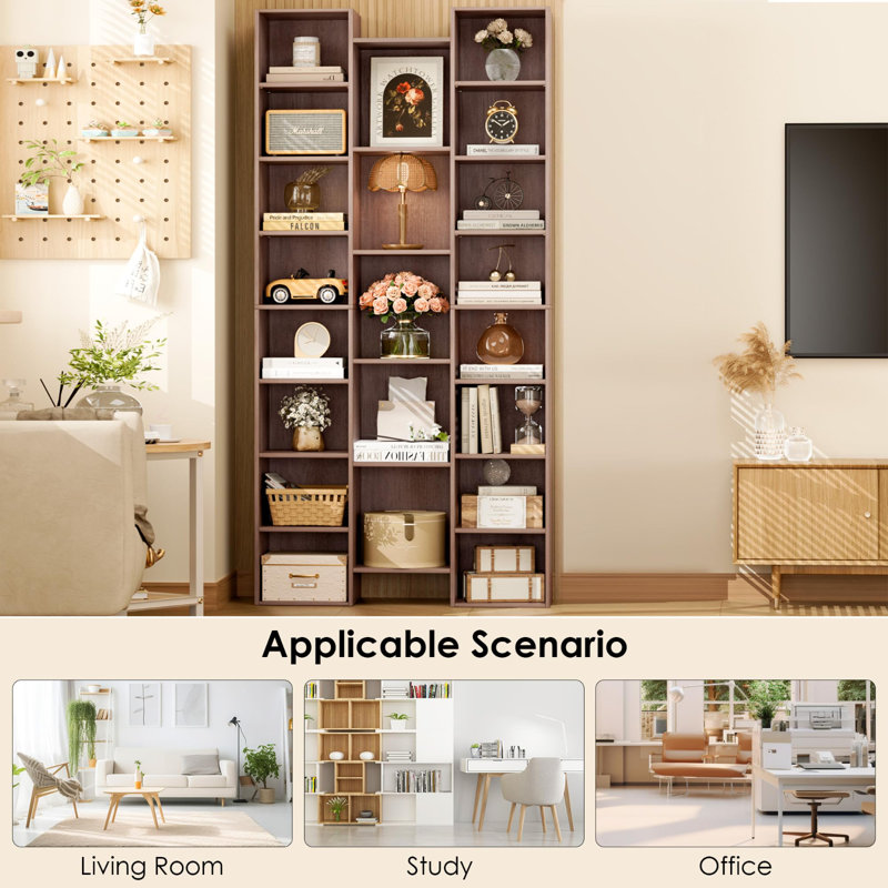 Tall Bookshelf 8 Tier Media Storage Tower Rack