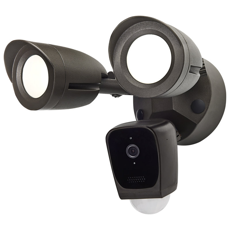 Smart 2 - Head LED Hardwired Outdoor Security Flood Light with Motion Sensor and Timer, Brown