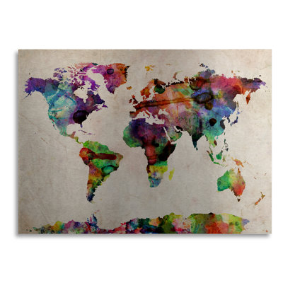 « aquarelle world map », impression sur métal