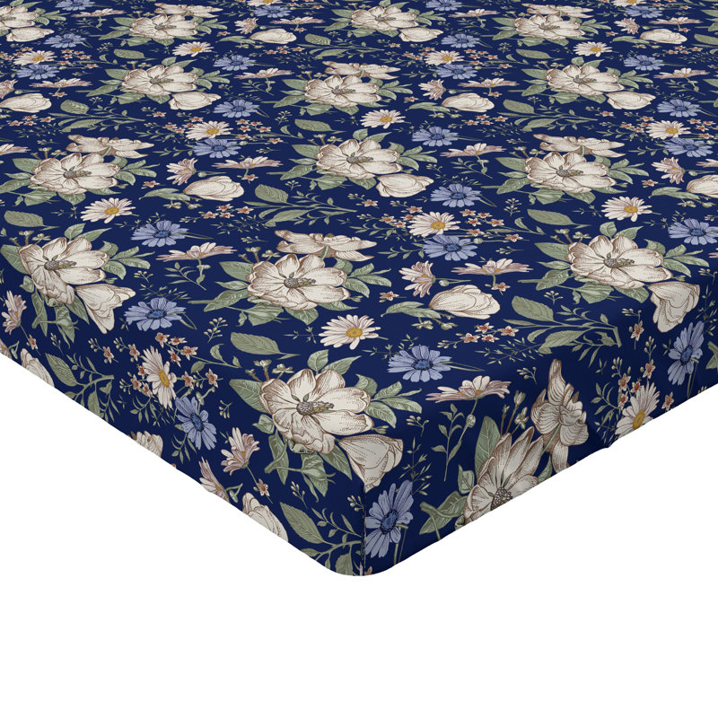 Drap-housse Ambesonne, Indigo, bleu ciel, coquille d'œuf / floral, Drap-housse grand