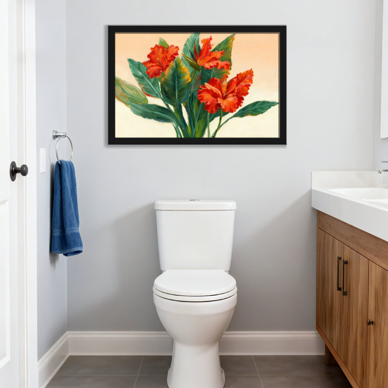 Plantes et fleurs Fleurs rouges éclatantes avec feuilles vertes, Toile tendue, Ne s’applique pas, H 20 po x l 30 po