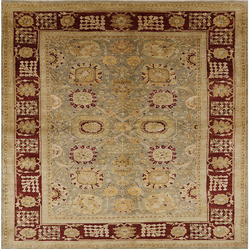 Tapis oriental gris / rouge Cliveden, Carré 7 pi