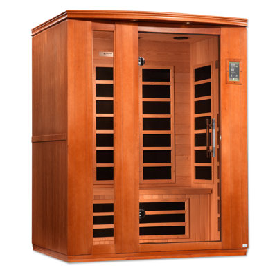 Dynamic Infrared Lugano 3 - Person Bluetooth Compatible FAR Infrared Sauna with Remote Control in Hemlock