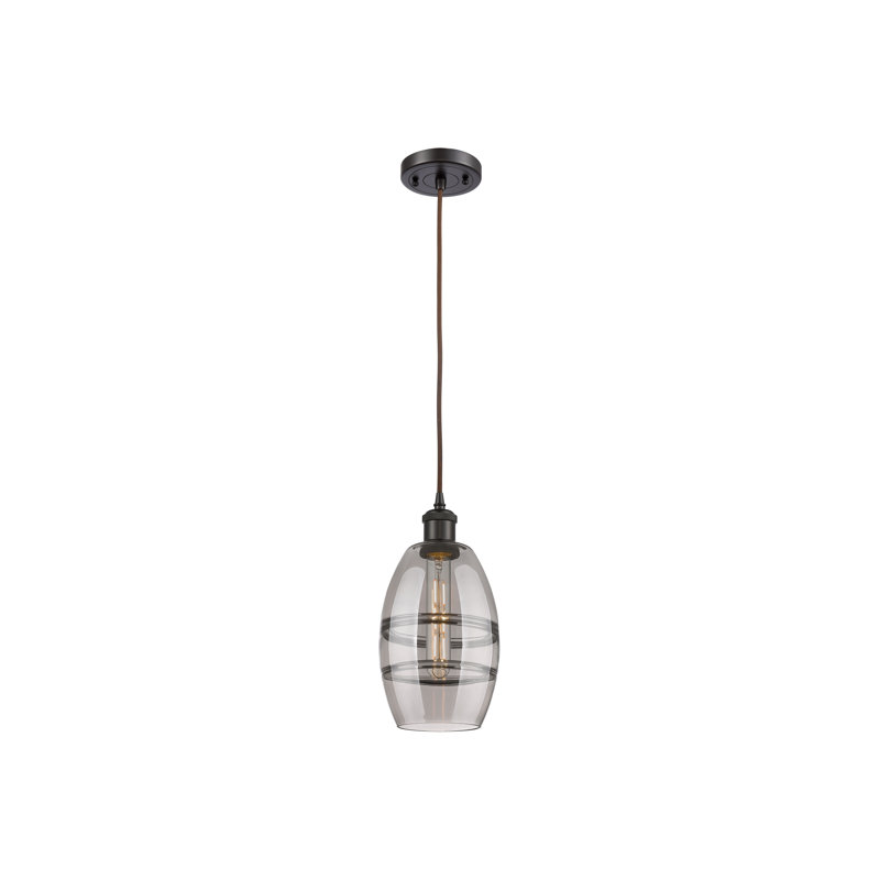 Luminaire suspendu 1 lumière Absalat, Gris fumée clair, H 8,13 po x l 5,88 po x P 5,88 po, Bronze huilé