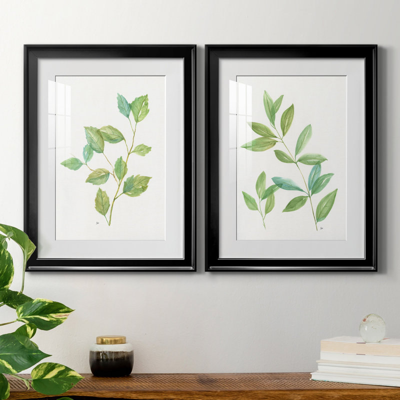 Printemps verts I - ensemble de 2 reproductions d'art, H 18,5 po x l 49 po x P 1,5 po, H 31,5 po x l 47 po x P 1,5 po, Blanc