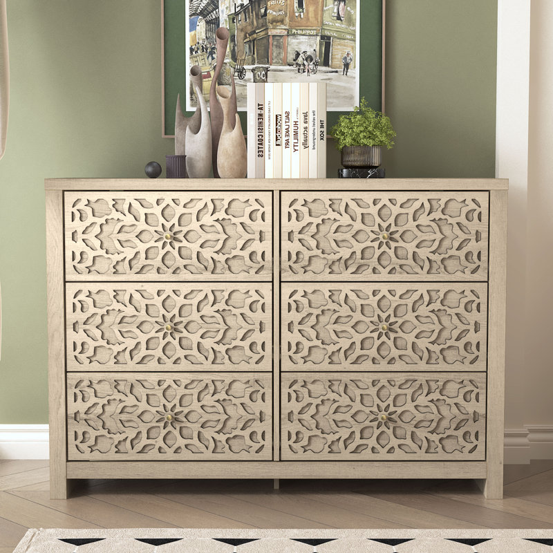 Lukasik 45.4'' W 6 - Drawer Dresser, Oslo Oak