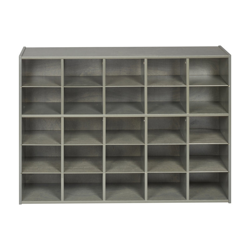 Grey Wash 25-Cubby Kids Storage Cabinet with Birch Plywood