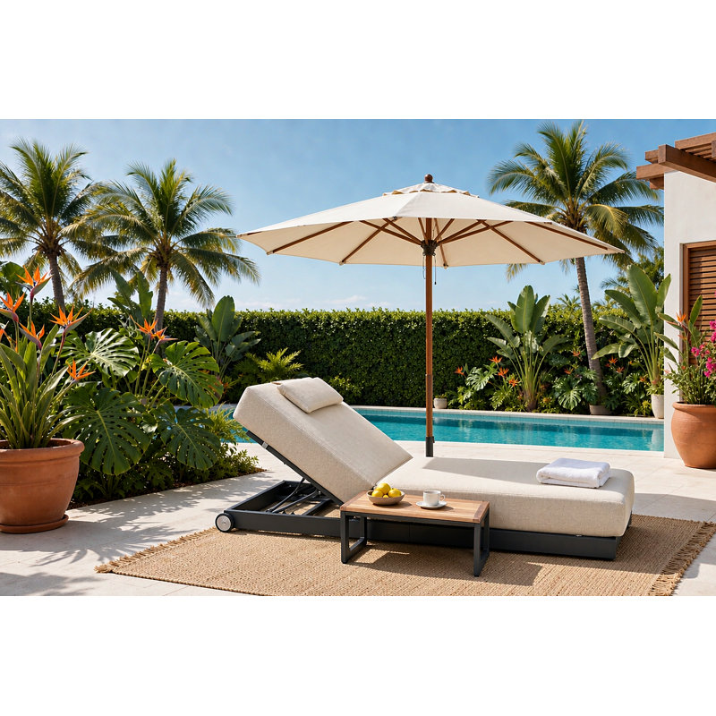 Outdoor Single chaise with Cushions