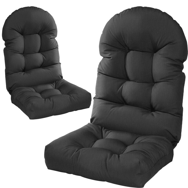 Outdoor Adirondack Chair&Rocking Chair Seat And Back Cushion(Set Of 2), 2, Dark Gray