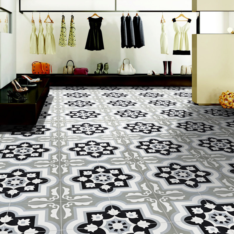 Taza 8 in. x 8 in. Honed Tile, Gray/Black