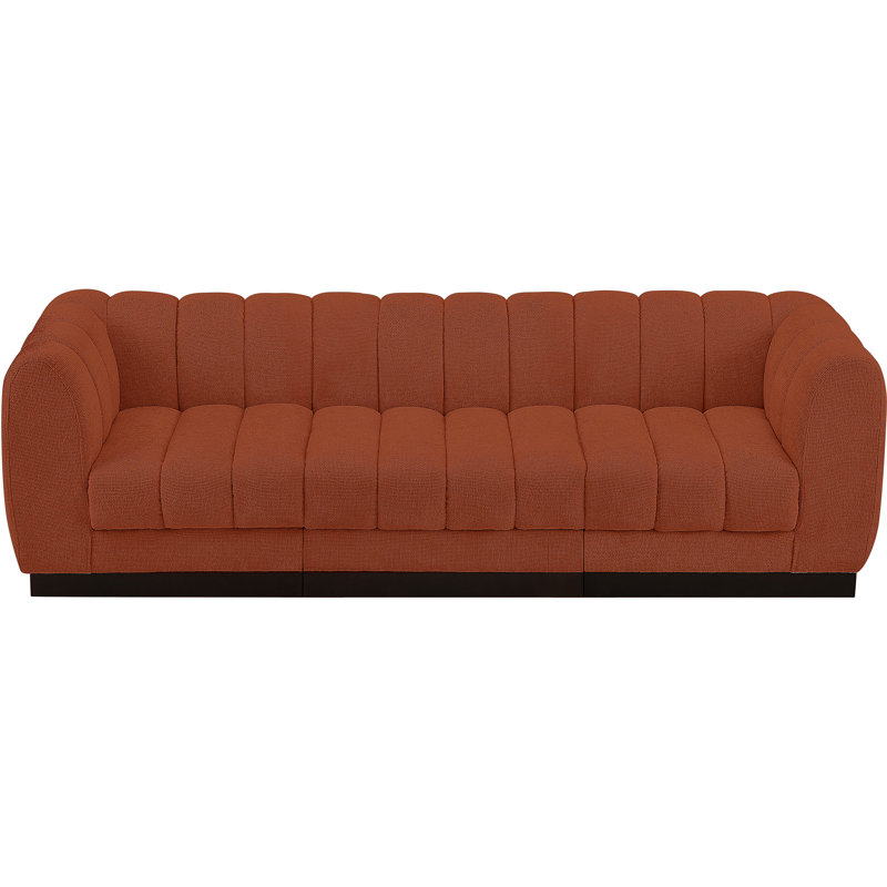 Canapé rembourré Quinn, Tissu cognac chenille