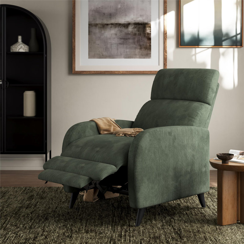 Bagtas Pushback Recliner, Green Corduroy