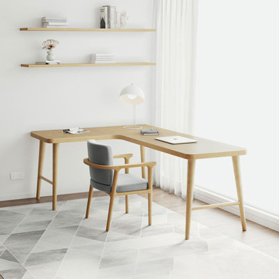 Bureaux en bois massif en L Burlywood