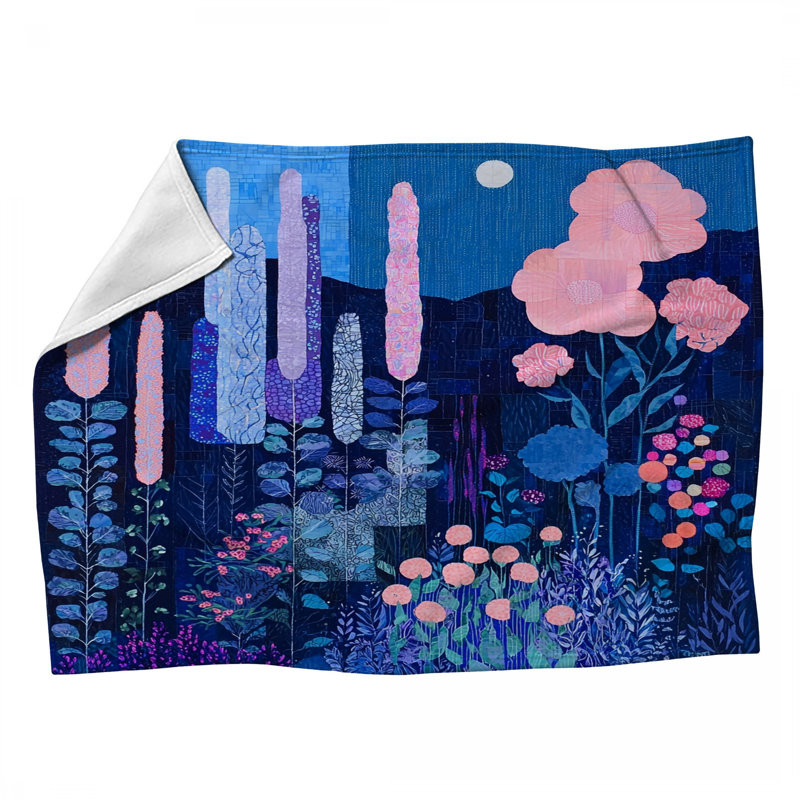 Jeté en molleton Moonlit Garden - Jetés paysage pour canapés ou lits, L 50 po x L 60 po