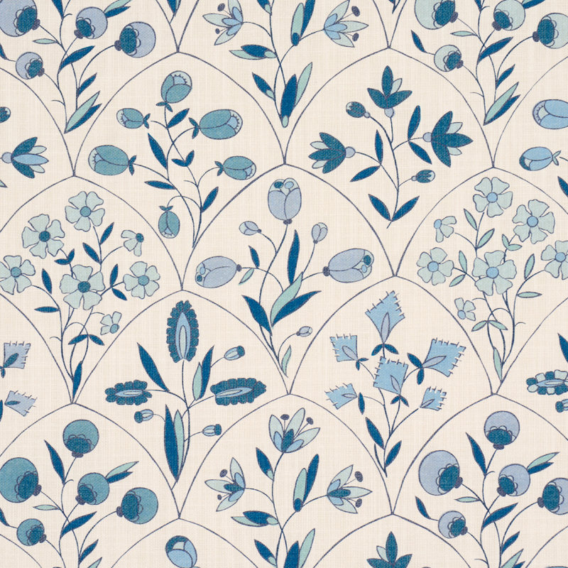 Frances Floral Indoor/Outdoor Fabric, Blues