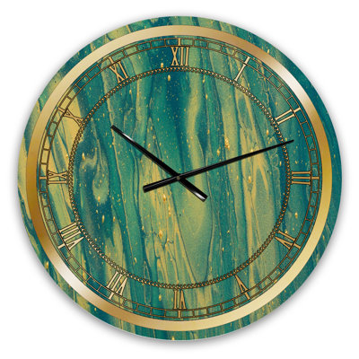 Horloge murale vert émeraude et marbre doré - Glam