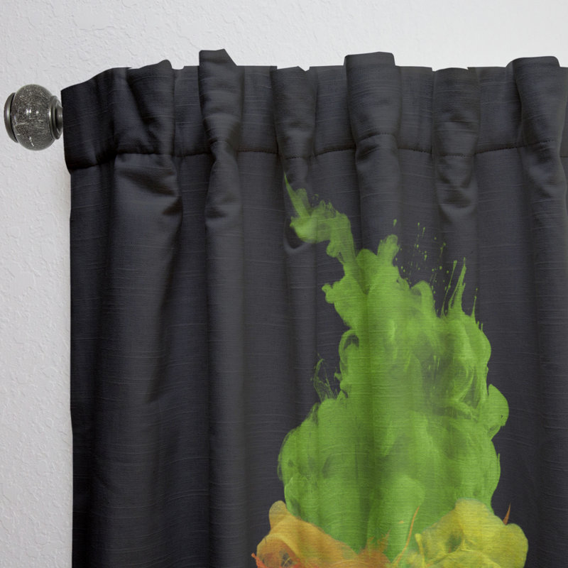 Vert et jaune, luxe abstrait, art fluide I - rideau abstrait - obscurcissant - 1 panneau, L 52 po x L 90 po