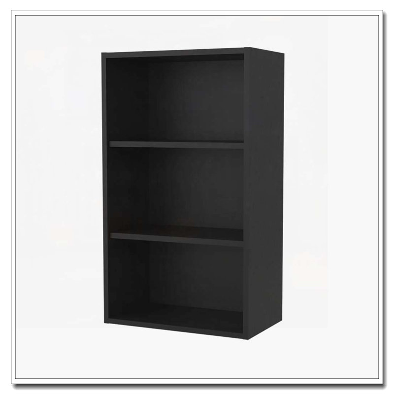 Black Wall Cabinet with Open Storage, Black