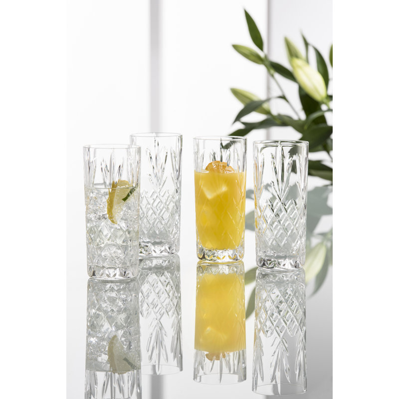 Clear Crystal Highball Glass Set of 4, Dishwasher Safe