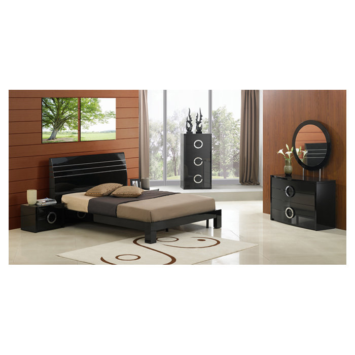 Belva Engineered Wood Wall Mirror, Black