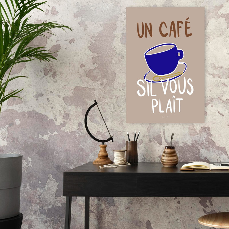 French Coffee Veuillez architecture, art mural, H 24 po x l 16 po
