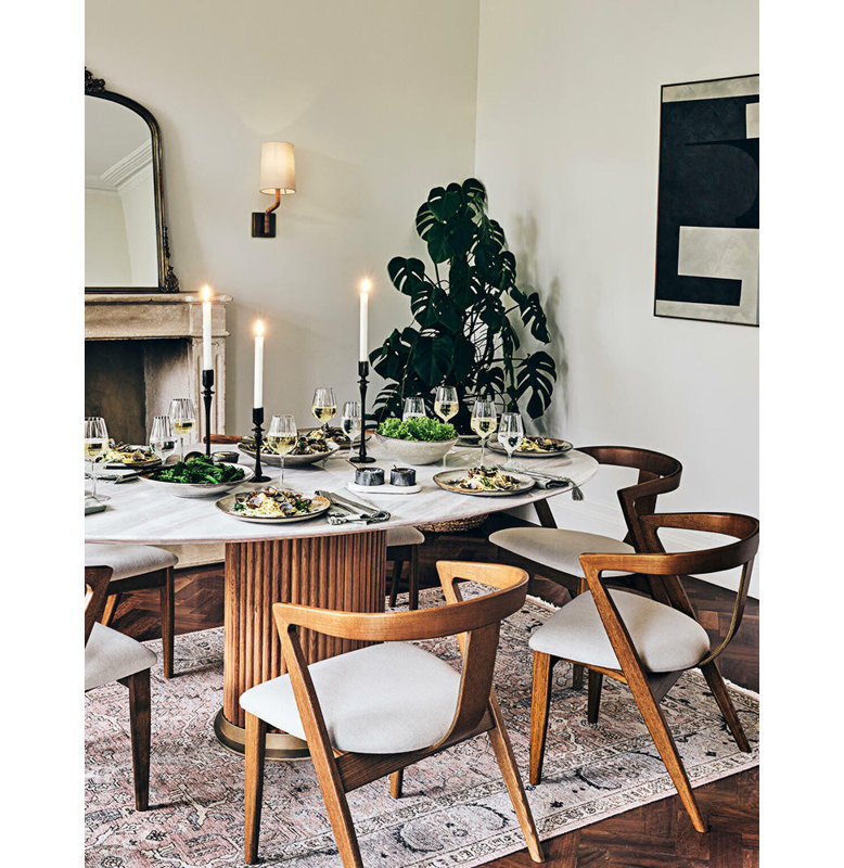 Oval Faux Marble Top Dining Table, 200cm